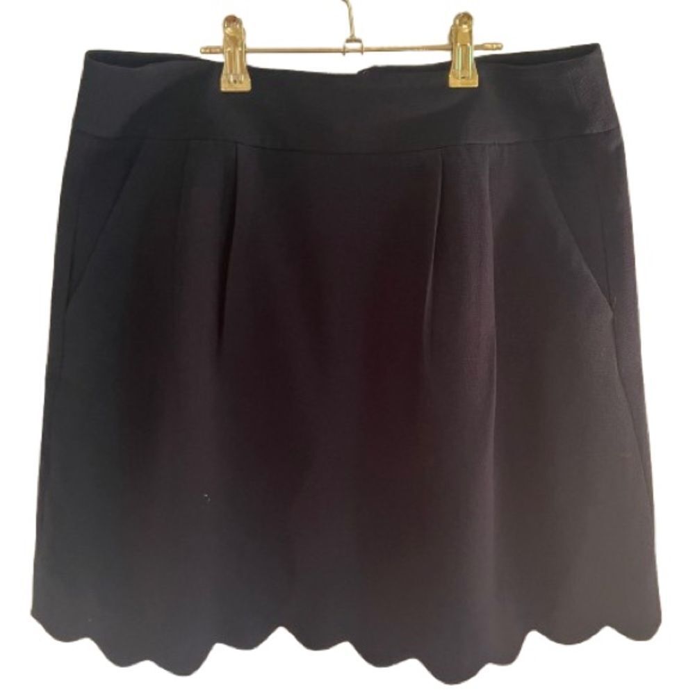 LOFT Navy Scalloped Mini Skirt